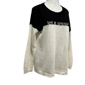 Sundance Let It Snow Lightweight Mohair Crew Sweater, Black Ivory XL